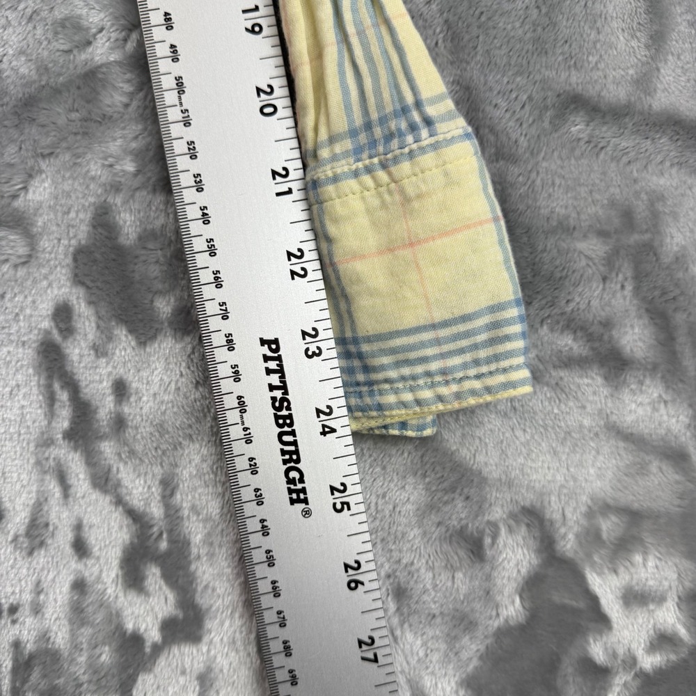 American Eagle Womens Plaid Snap Front Western Gauze Shirt Yellow Blue Size 10 - Picture 4 of 15
